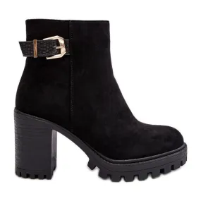 PS1 Bottines pour femmes en daim avec décoration Menoria noire le noir