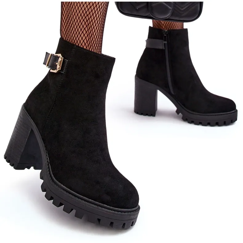 PS1 Bottines pour femmes en daim avec décoration Menoria noire le noir