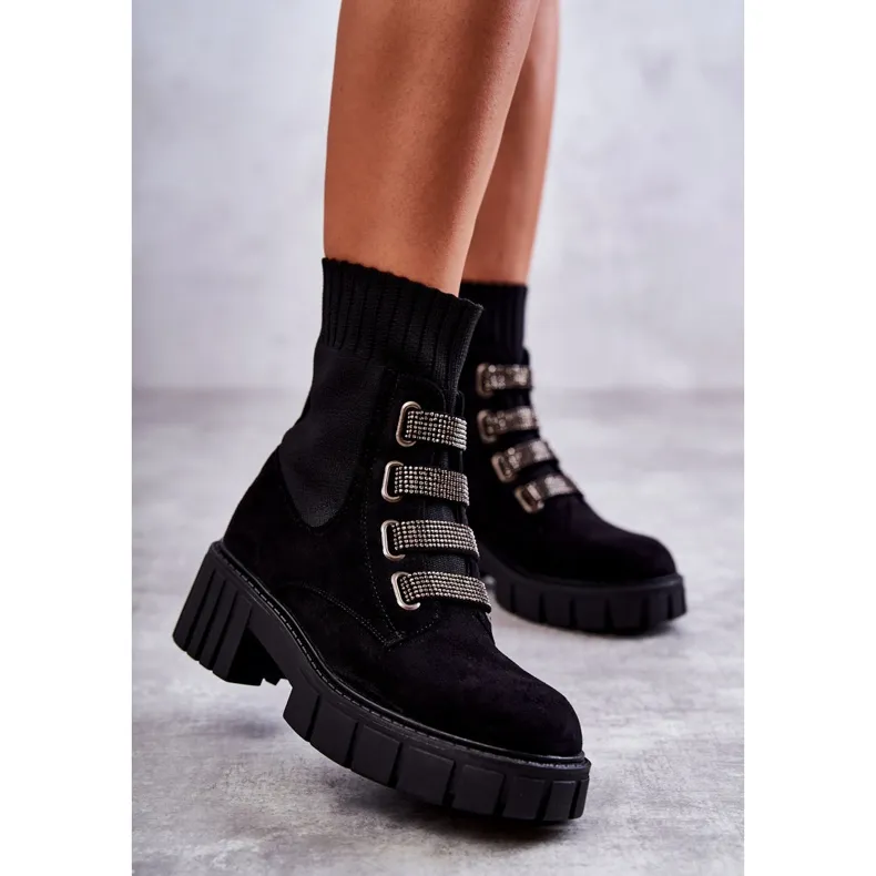 PS1 Bottines à enfiler en daim noires Hope le noir