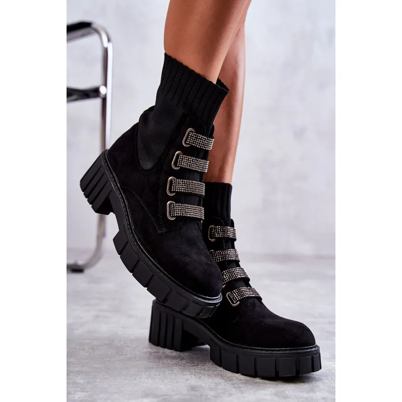 PS1 Bottines à enfiler en daim noires Hope le noir