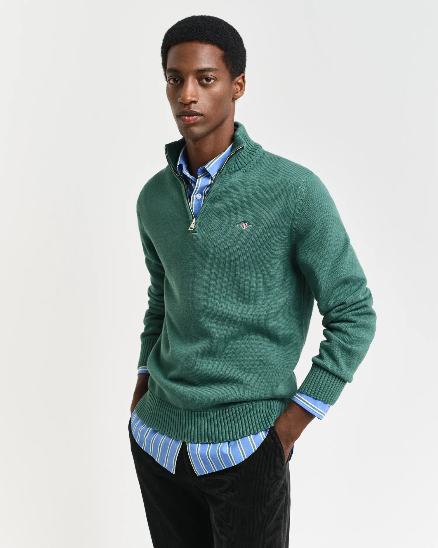 Pull en coton décontracté à demi-zip
