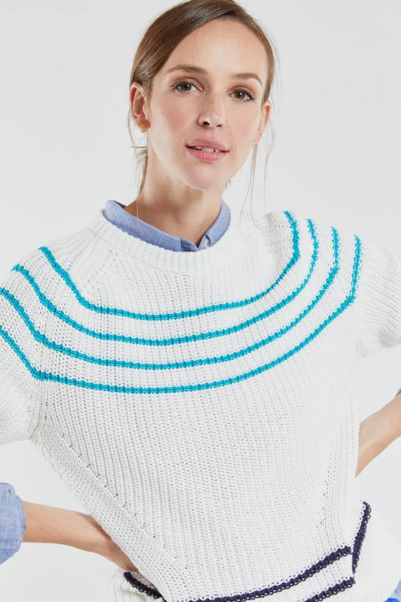 Pull rayé maille perlée - coton