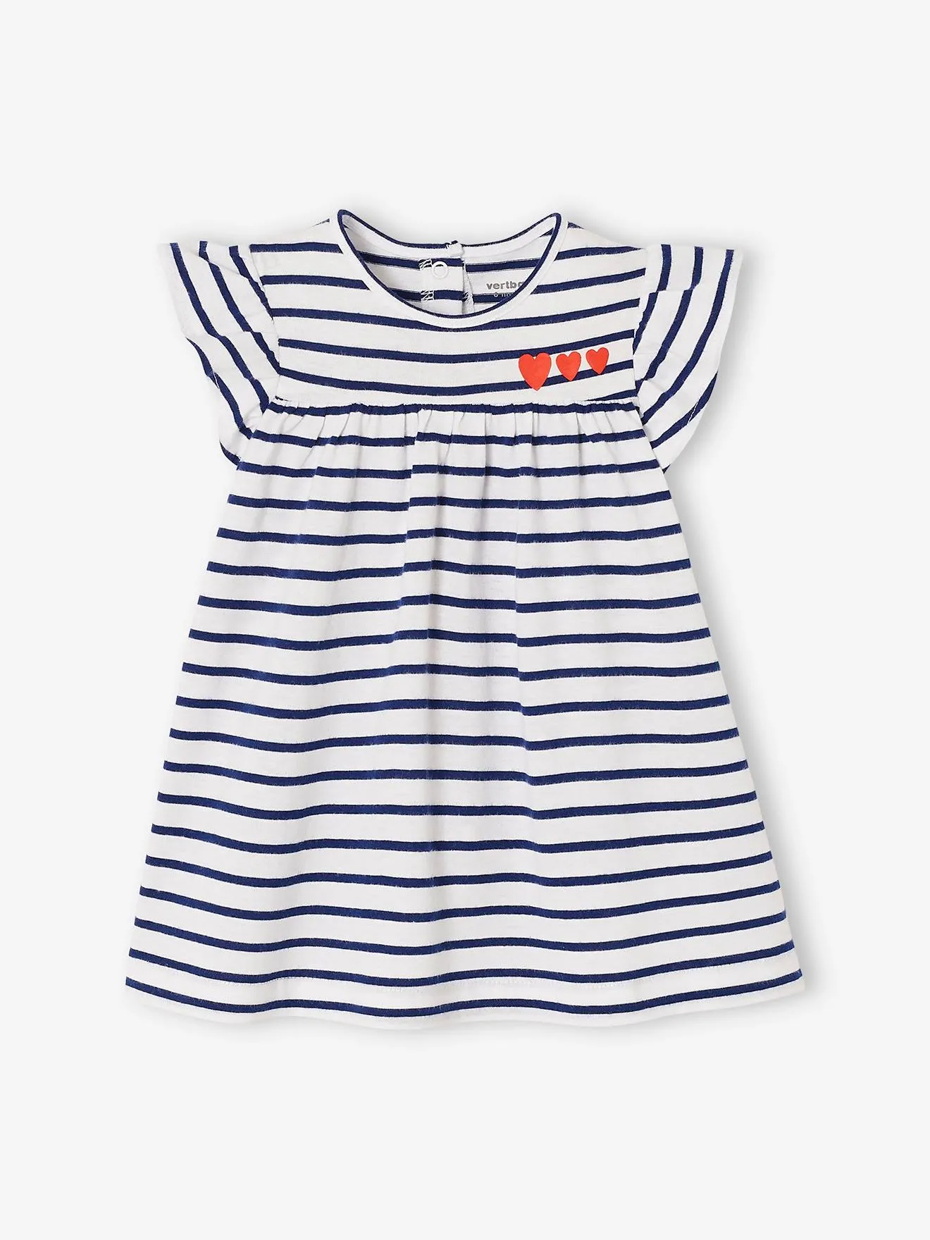 Robe bébé en jersey BASICS bleu royal rayé - Vertbaudet