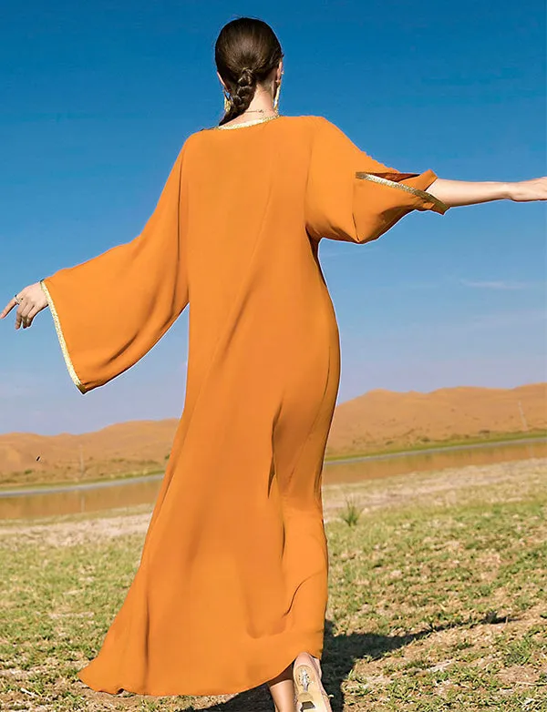 Robe Caftan Orange en Strass