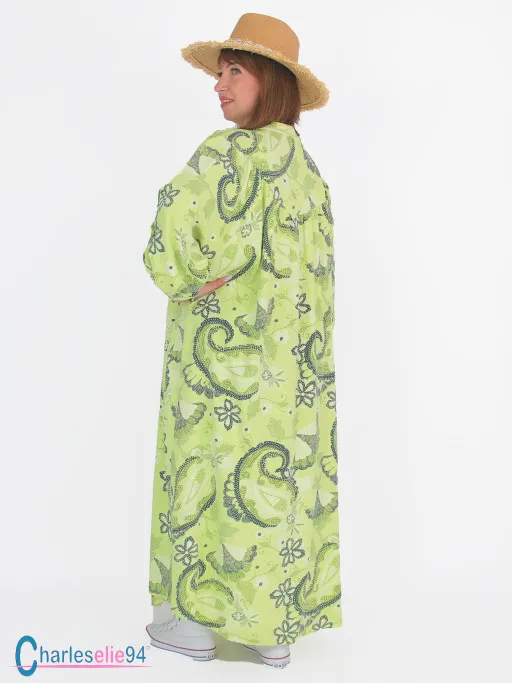 Robe chemise fluide été MAIRA vert anis
