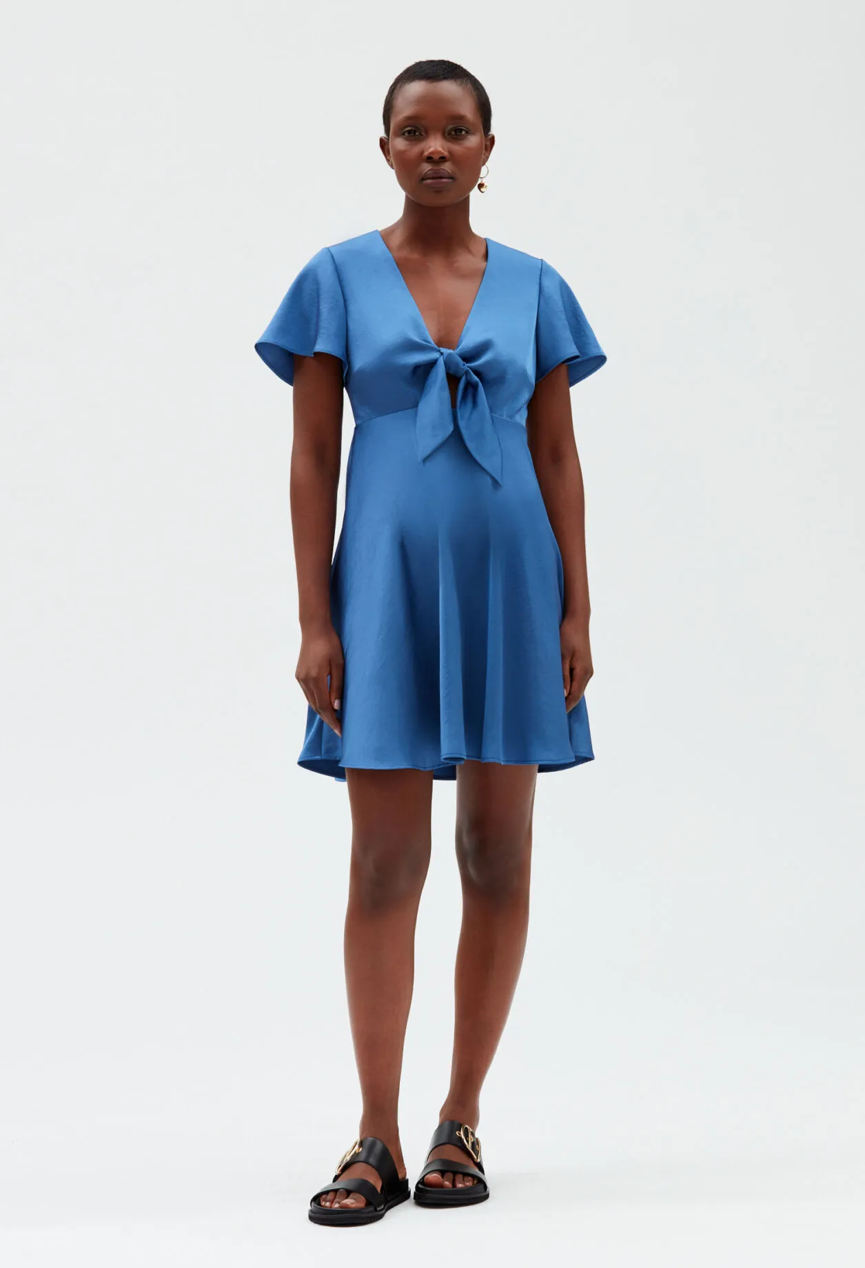 Robe courte fluide bleue | Claudie FR