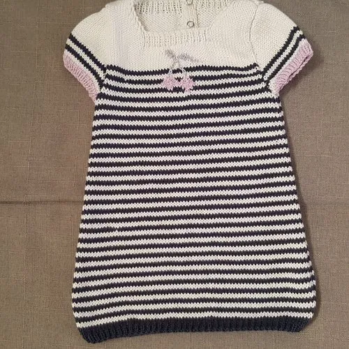 Robe d'été pour bébé en coton façon marinière tricotée main
