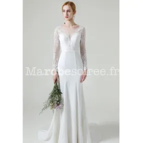 Robe de mariée sirène manches longues Réf M2142 en Dentelle