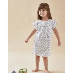 Robe de nuit imprimé fleuri en jersey bleu - Noukies