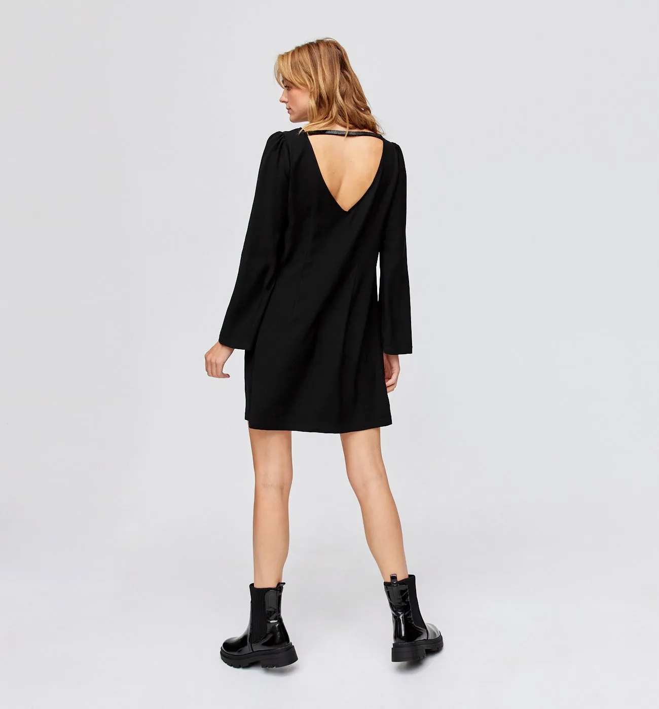 Robe décolleté V dos - Noir