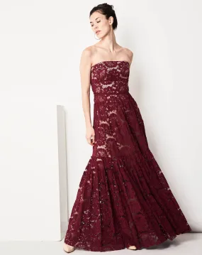 Robe en dentelle Elissa bourgogne