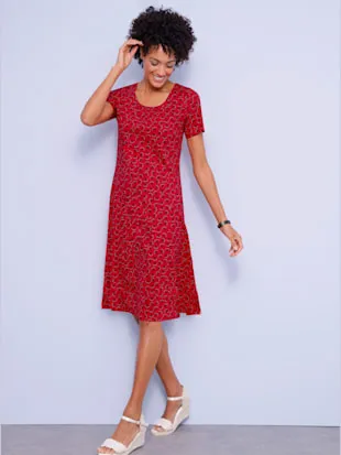 Robe en jersey encolure ronde passepoilée