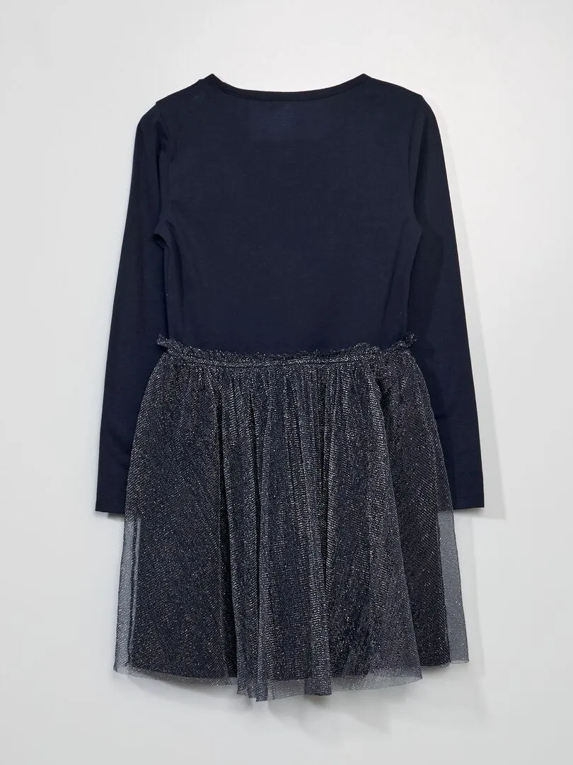 Robe en jersey et tulle 'Reine des Neiges' - Bleu