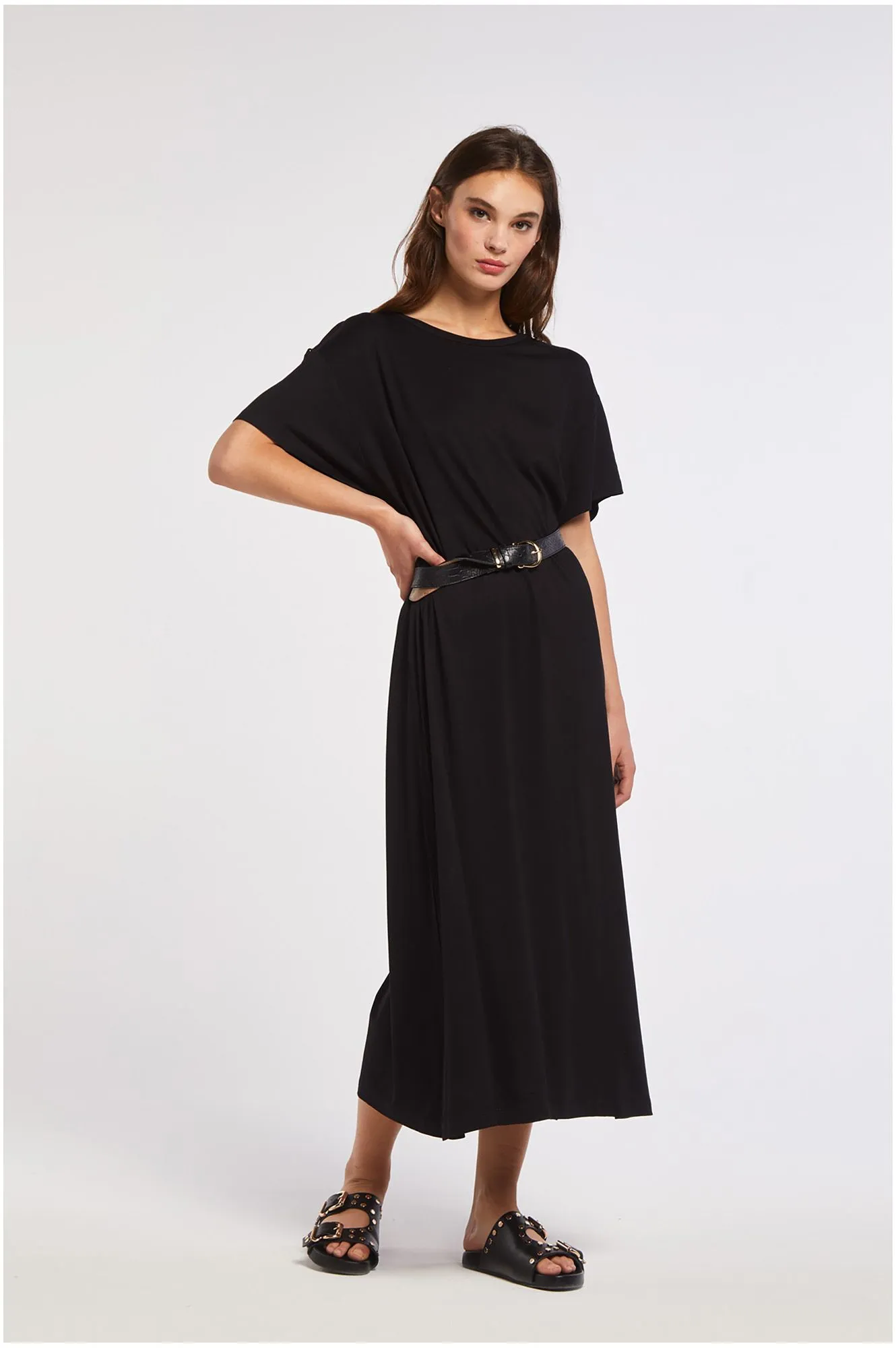 robe longue en jersey de viscose black - CafèNoir