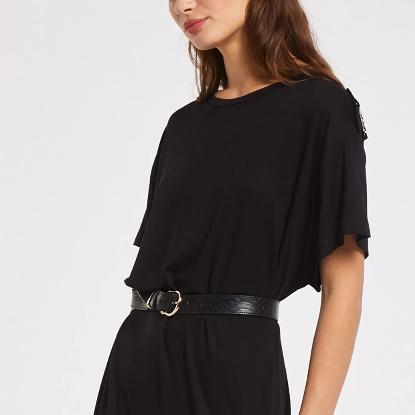 robe longue en jersey de viscose black - CafèNoir