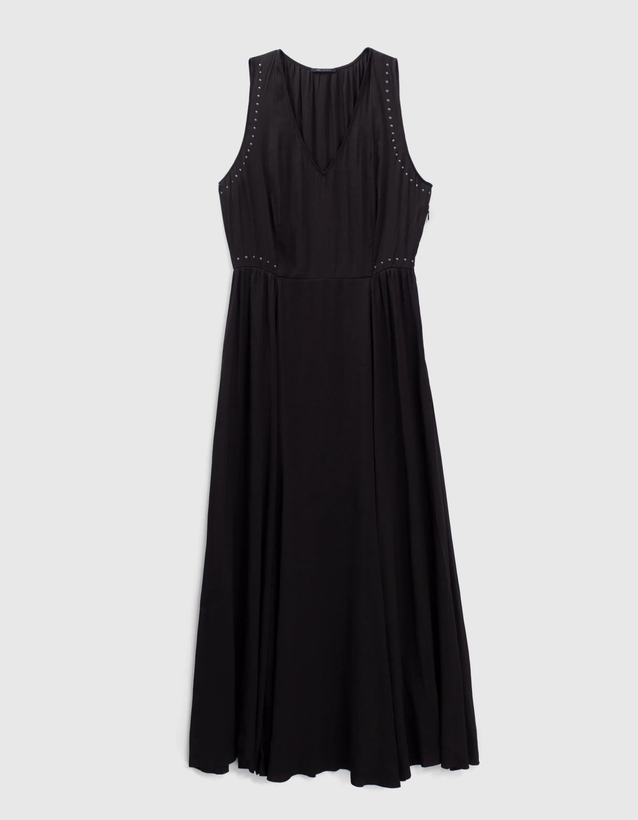 Robe longue noire fluide fendue Femme