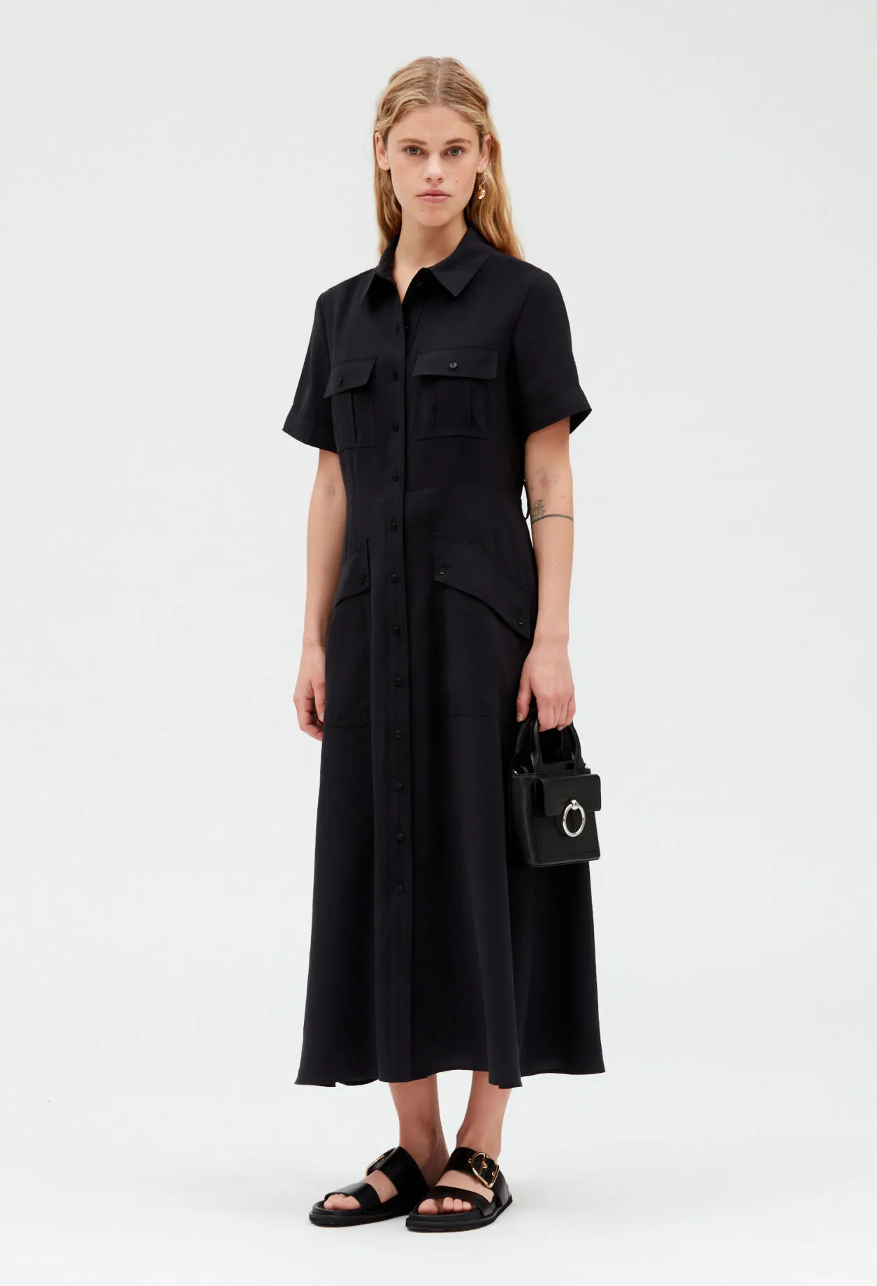 Robe midi fluide manches courtes | Claudie FR