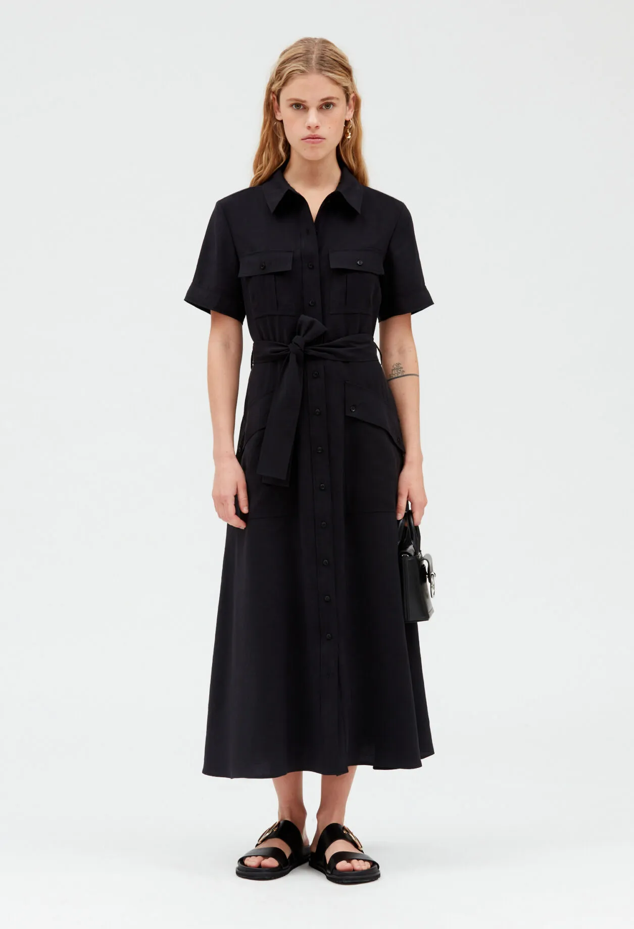 Robe midi fluide manches courtes | Claudie FR