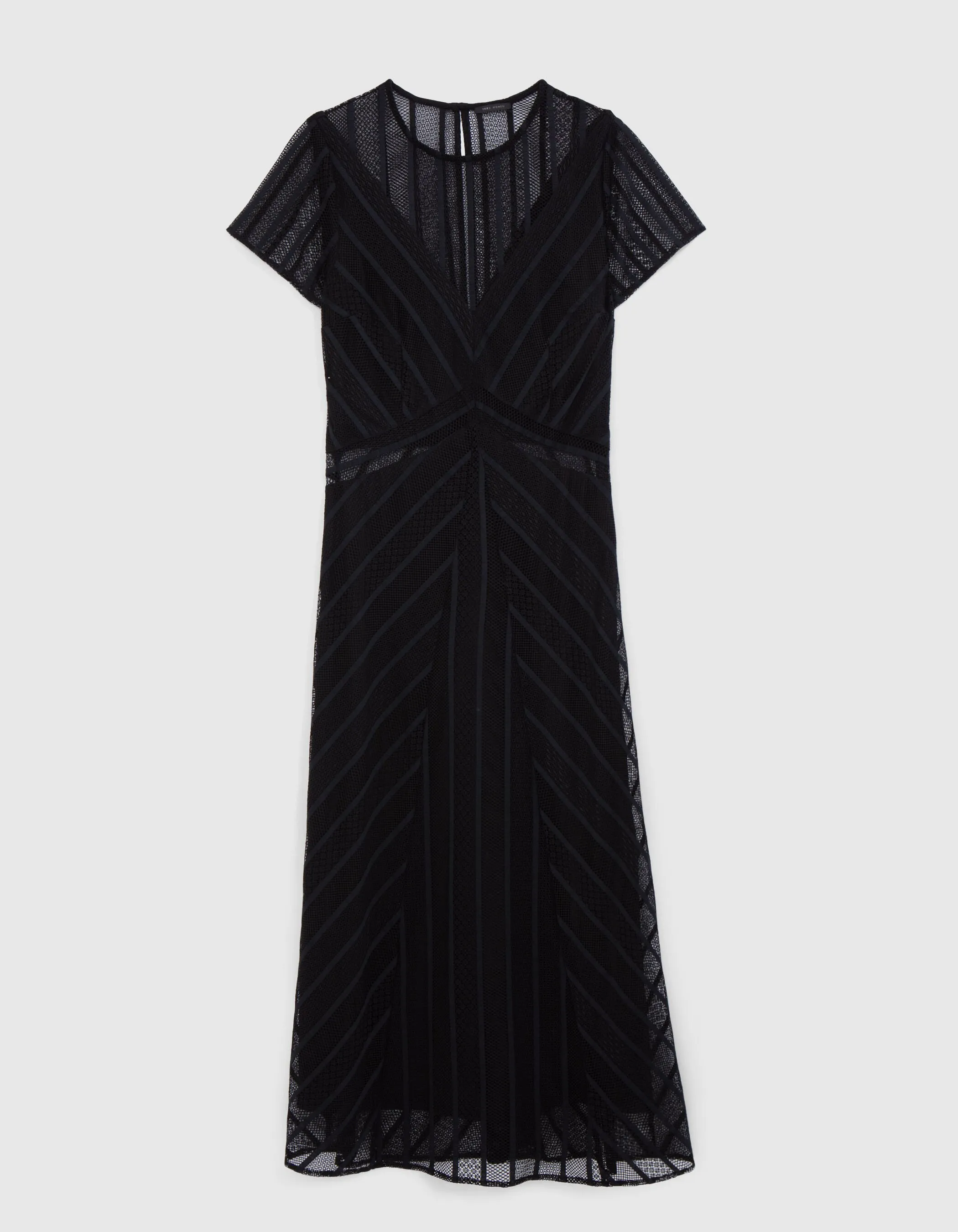 Robe midi noire en dentelle Femme