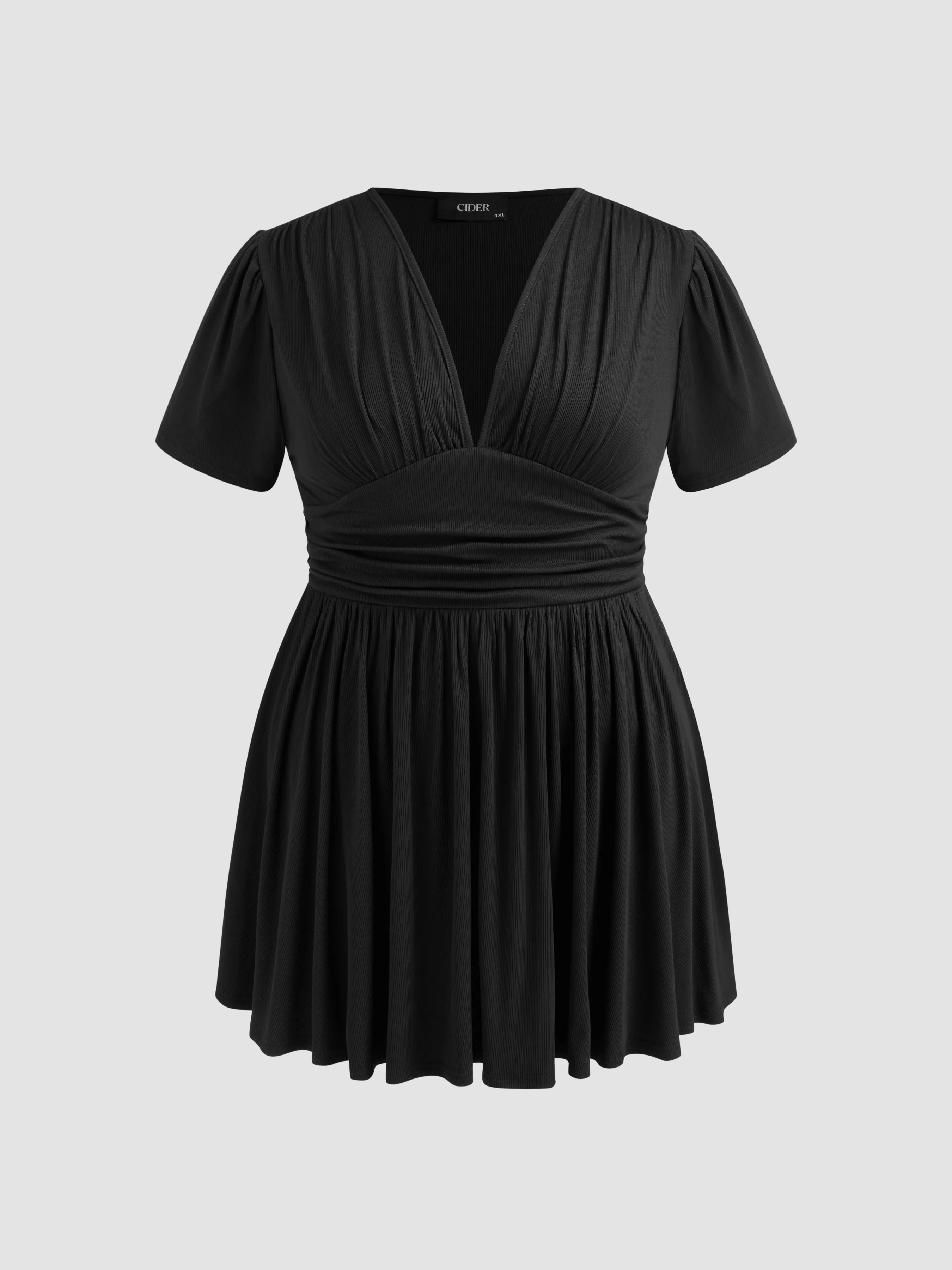 Robe mini moulante unie à col en V en jersey Curve & Plus