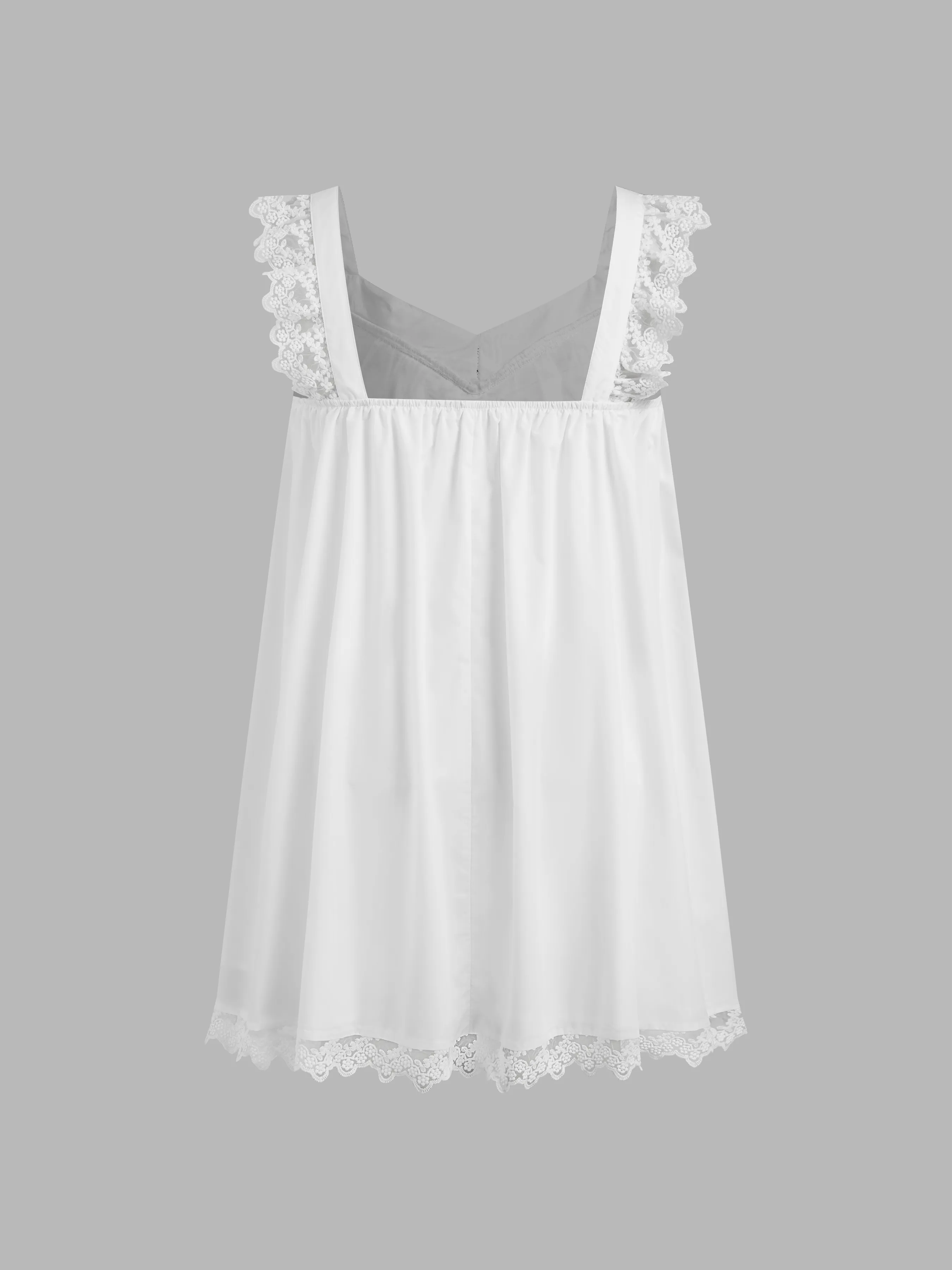 Robe mini nouée en dentelle à bordure frisée et coton mélangé Curve & Plus