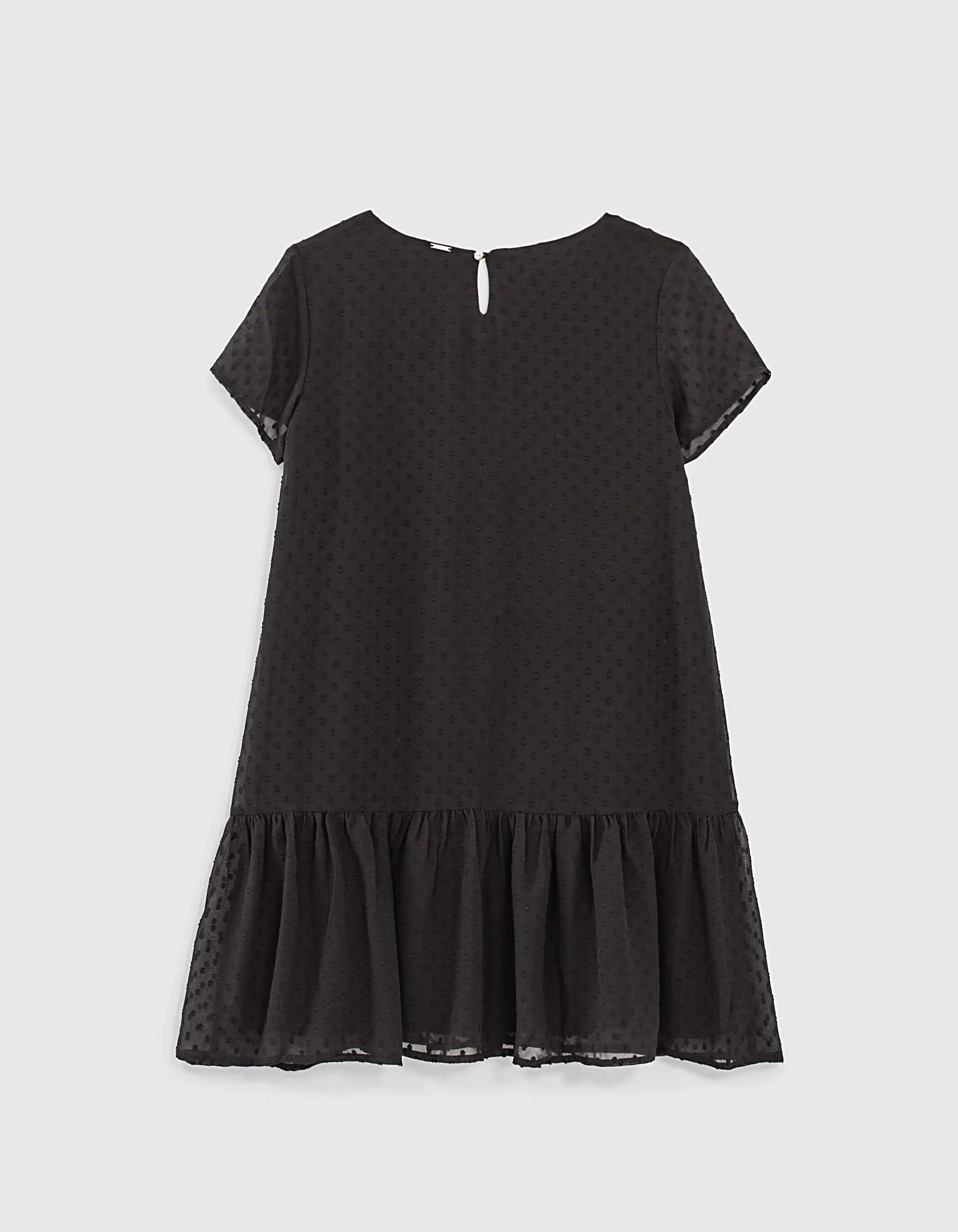 Robe noire fluide en plumetis fille