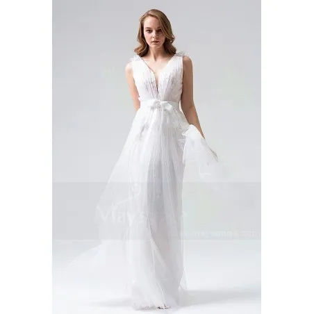 robe soirée  long blanc L811