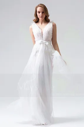 robe soirée  long blanc L811