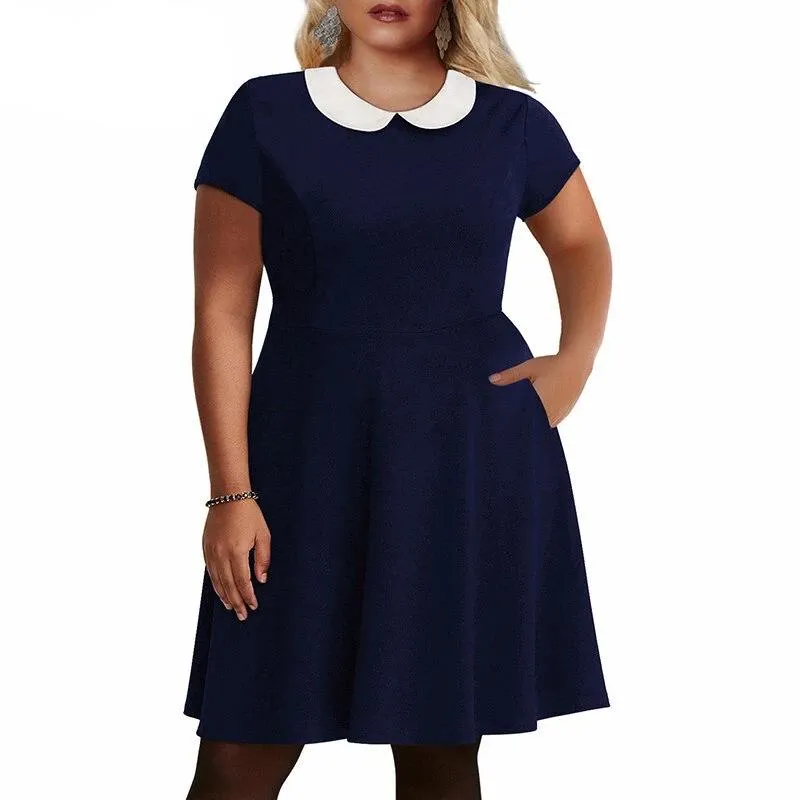 Robe Vintage  Grande Taille Marine Chic