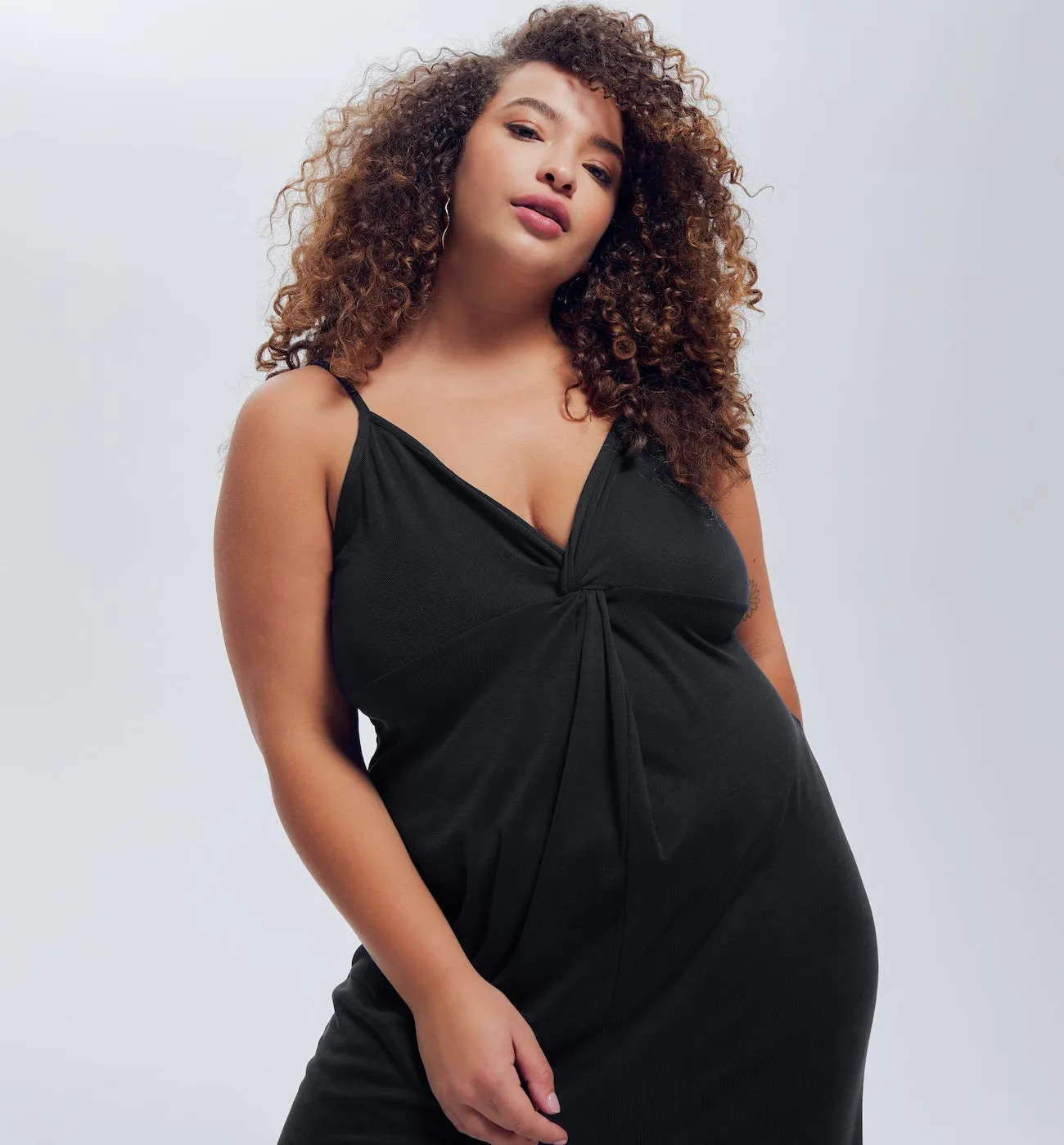 Robe à bretelles en jersey - Noir