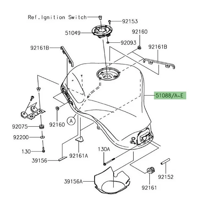 Réservoir à essence Kawasaki Z1000SX (2017-2019) | Moto Shop 35