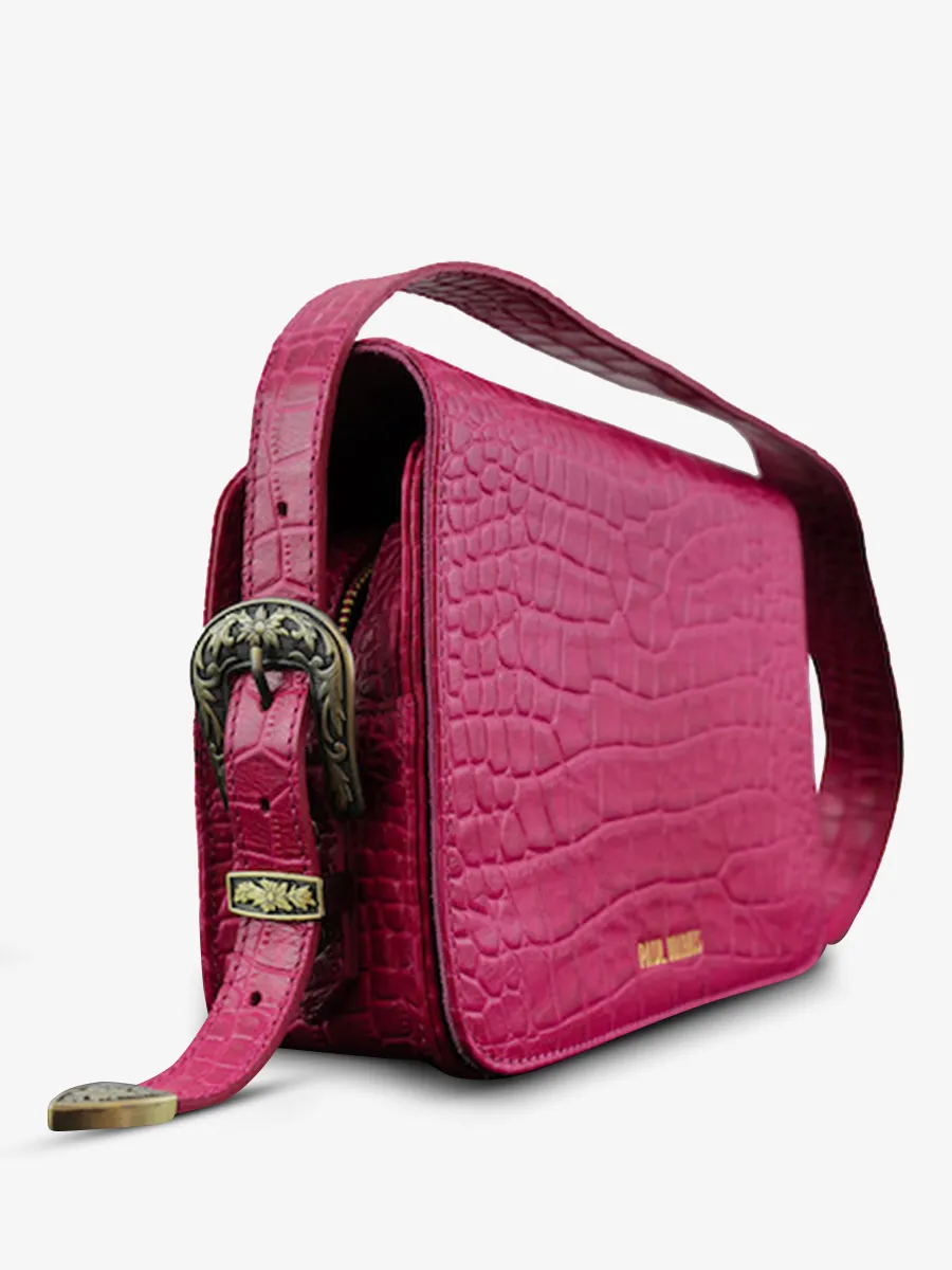 SAC BAGUETTE EN CUIR ROSE FEMME LeBaguette Alligator Cocktail - Tourmaline