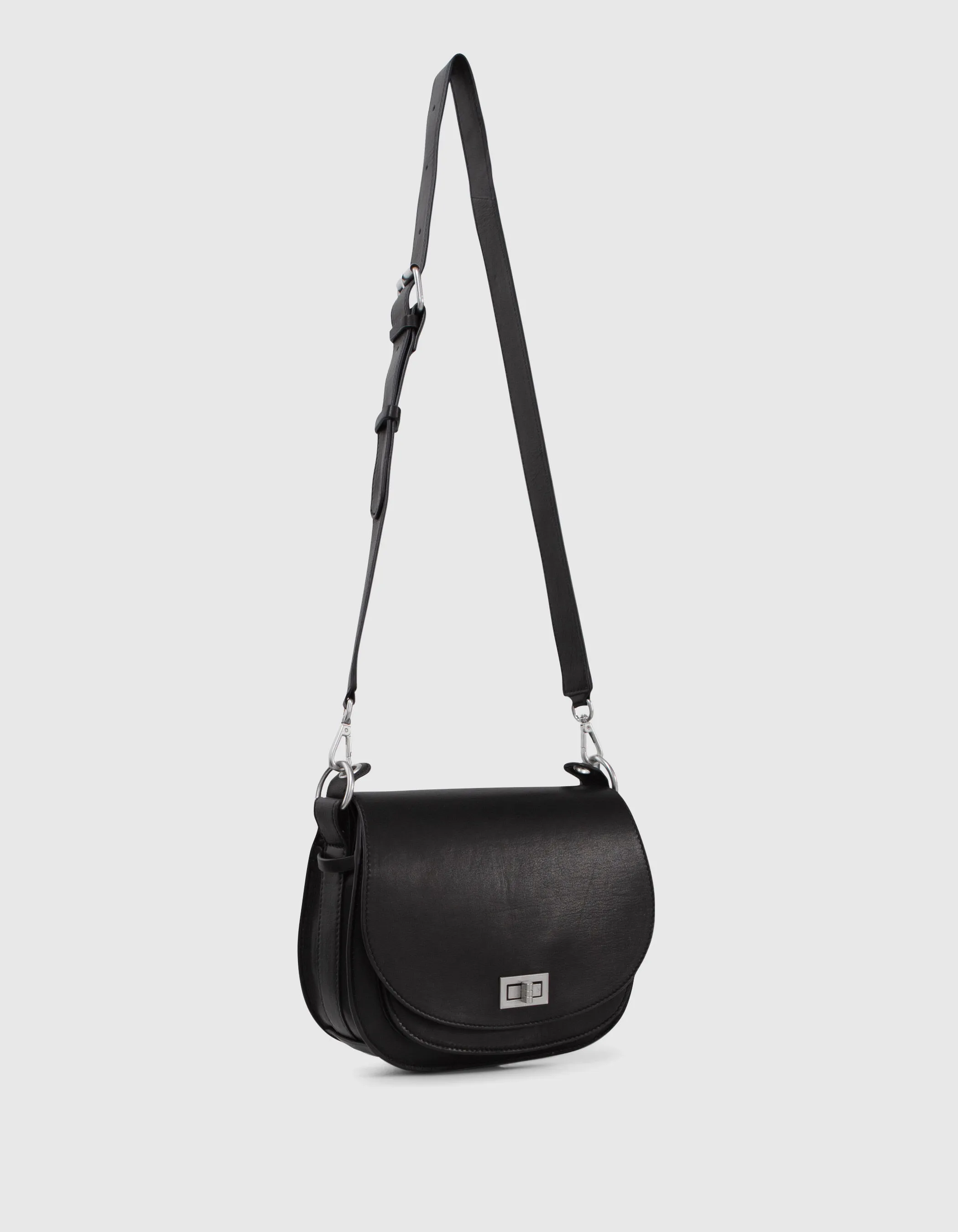 Sac besace The Waiter noir en cuir Femme