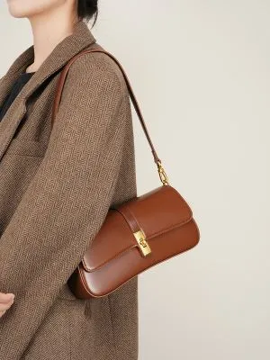 Sac de selle en cuir véritable avec bandoulière à une épaule pour femme