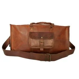 Sac de voyage duffle bag carré style sport en véritable cuir mode vintage - 20 pouces