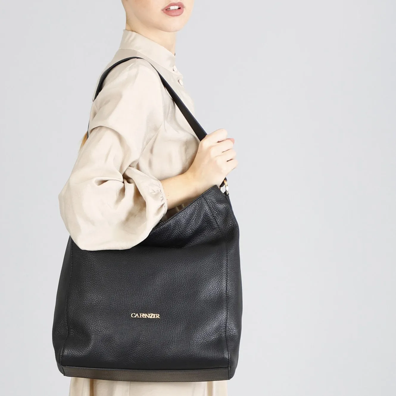 sac en cuir souple avec accessoire cafènoir black - CafèNoir