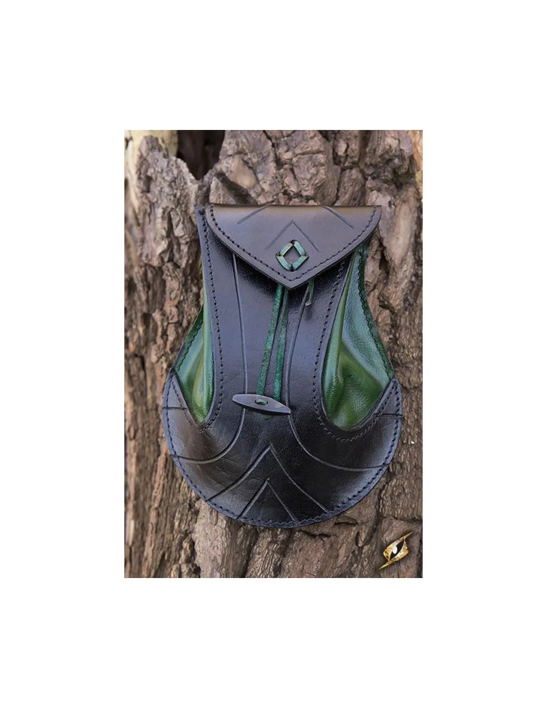 Sac en cuir vert elfe-noir ⚔️ Boutique Épées