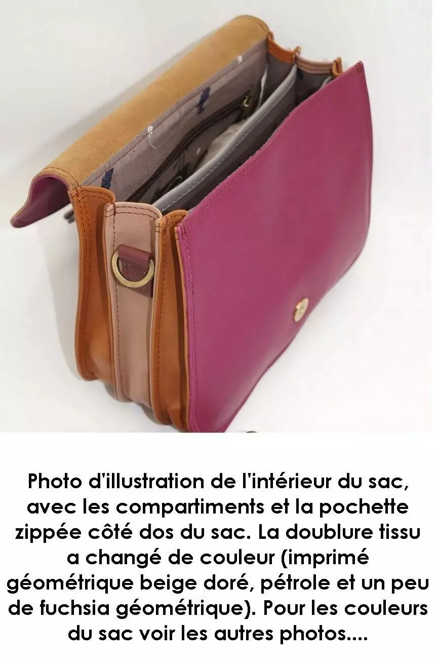 Sac rabat à pois en cuir véritable
