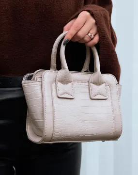 Sac à main beige mini effet croco