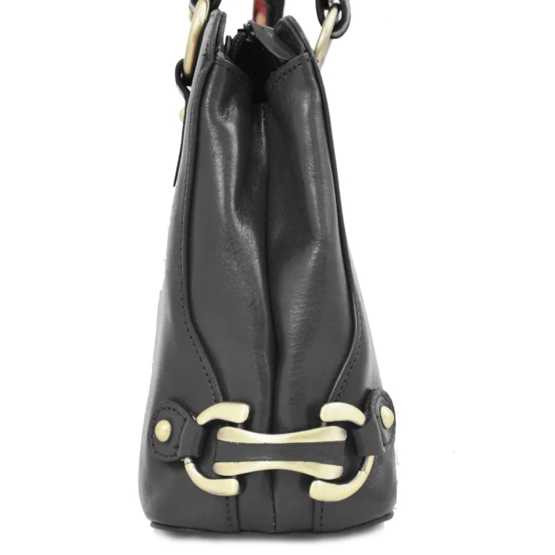 Sac à main KATANA en cuir véritable noir | Planetebag.com