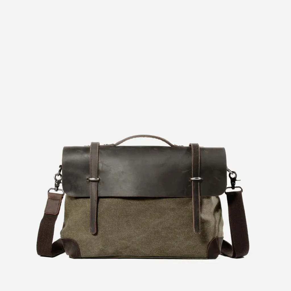 Sacoche besace bi-ton en toile et cuir véritable - Sac Bandoulière