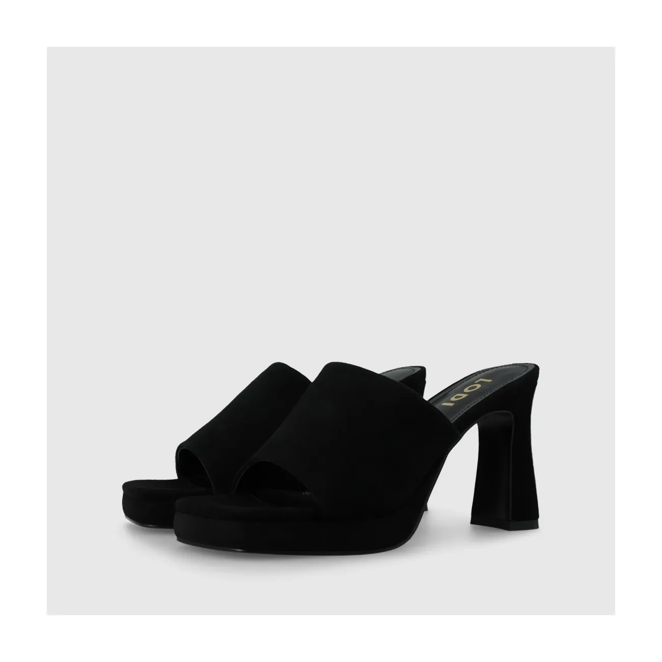 Sandale plateforme femme en daim noir.I LODI Chaussures pour femme online.