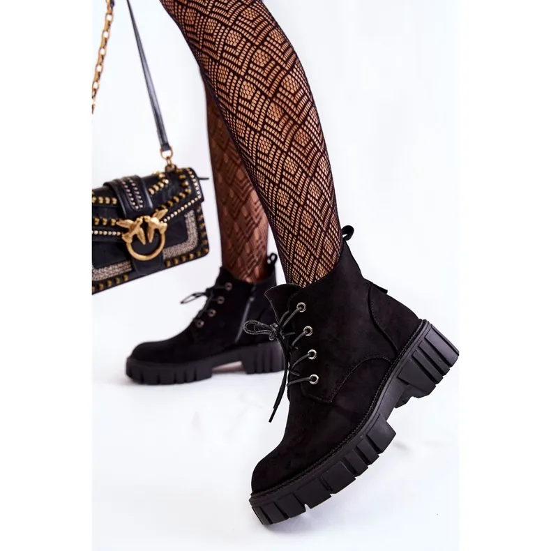 Sergio Leone Bottines Lacets Chaudes En Daim Noir Bjorg le noir