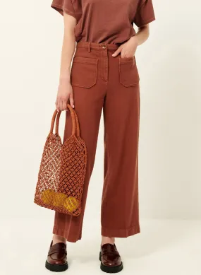 SESSUN  Pantalon droit plissé et texturé en coton hendrick - Marron