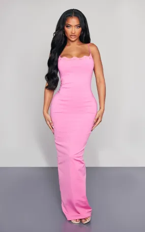 Shape Robe longue en Sculpt rose mat détail dentelle