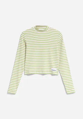 Sous-pull rayé en coton bio | vert et rose "salmaraa stripes super lime-pink light" femme