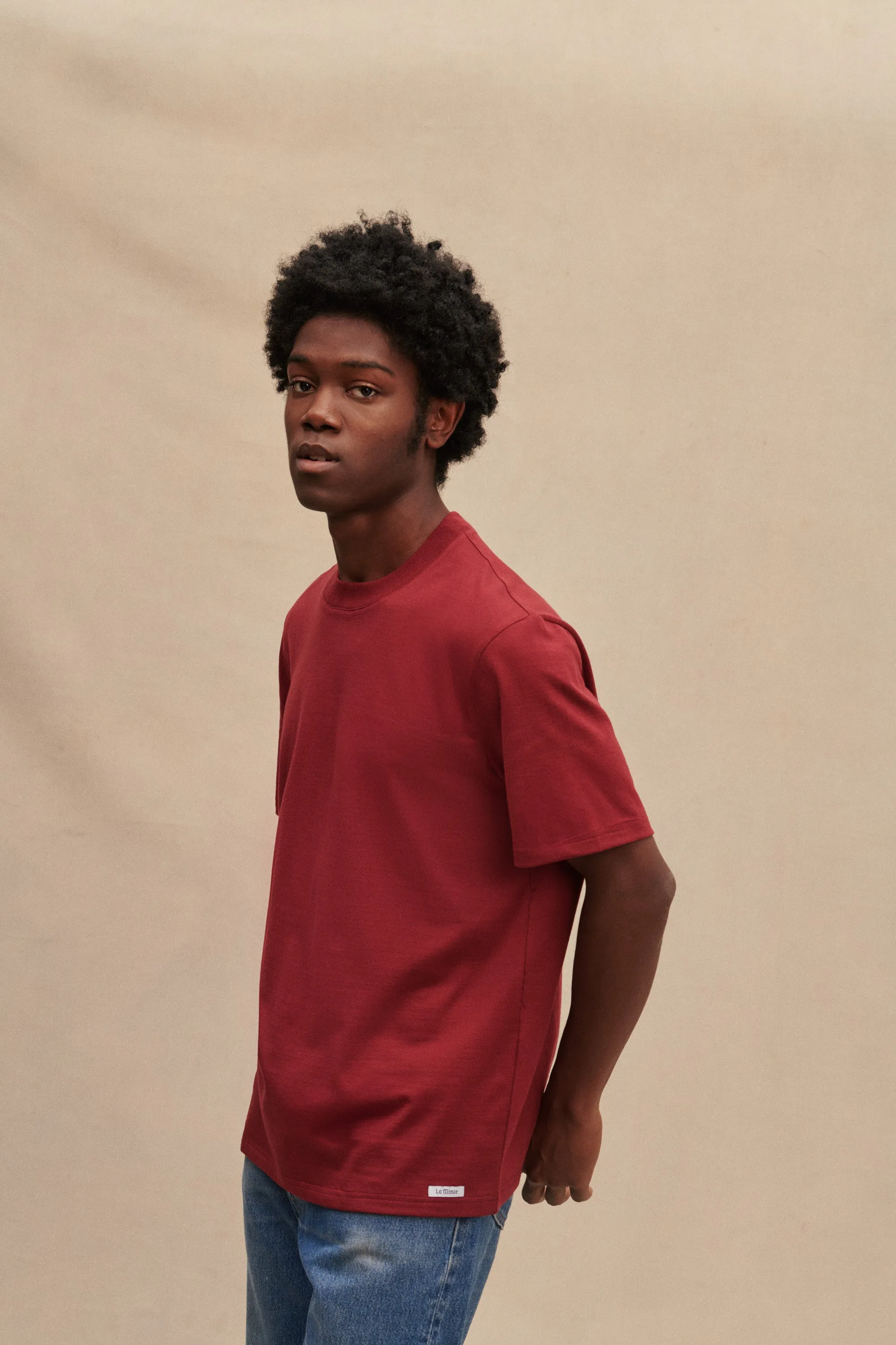 T-shirt bordeaux à manches courtes pour homme