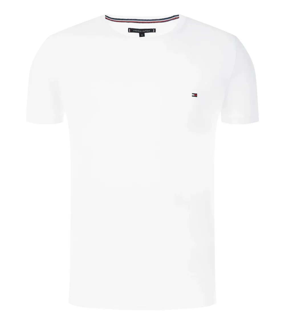 T-shirt col rond Tommy H Sportswear en coton blanc avec manches courtes