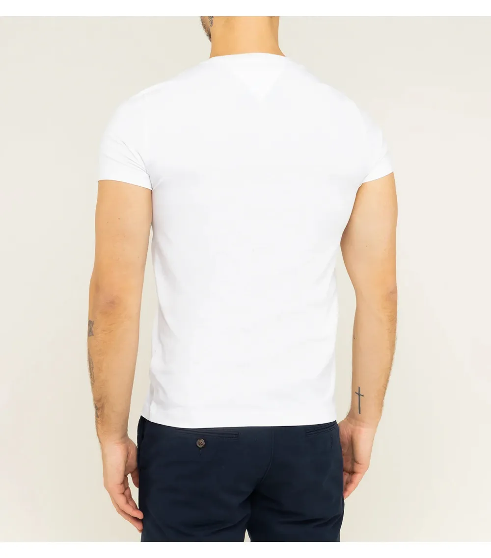 T-shirt col rond Tommy H Sportswear en coton blanc avec manches courtes