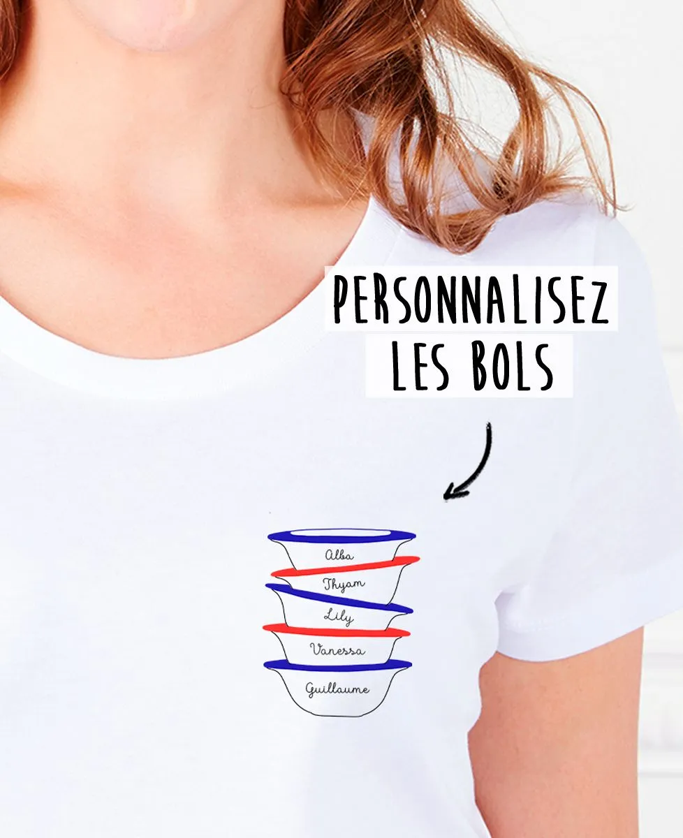 T-Shirt femme Bols et prénom imprimé personnalisé